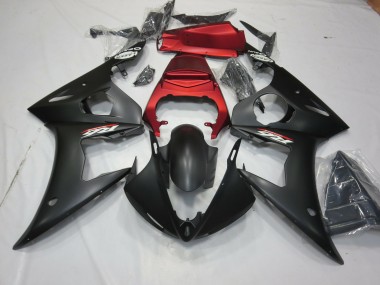 2003-2004 Noir Mat & Rouge Yamaha R6 Carénage Moto