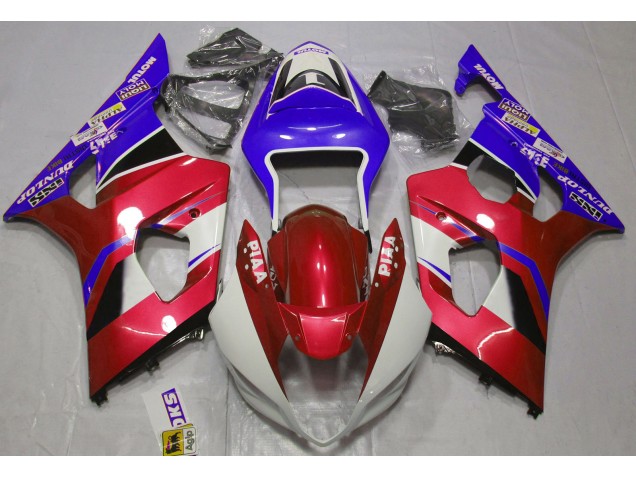 2003-2004 Rouge Bonbon Brillant & Bleu Suzuki GSXR 1000 Carénage Moto