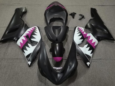 2005-2006 Requin Noir Mat & Rose Kawasaki ZX6R Carénage Moto