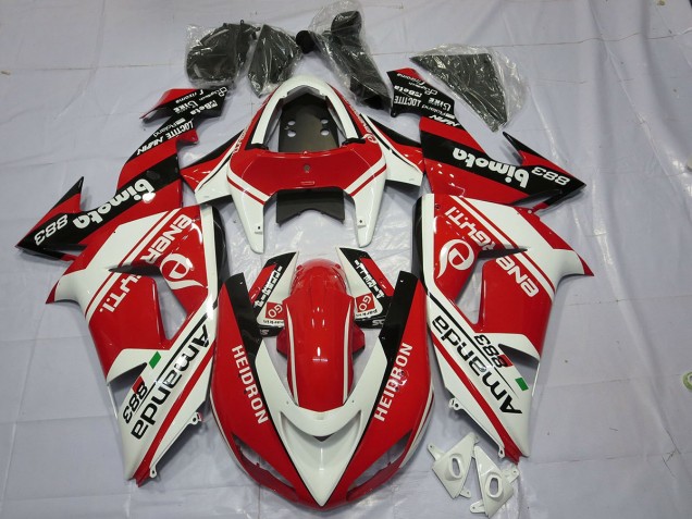 2006-2007 Blanc Rouge Kawasaki ZX10R Carénage Moto