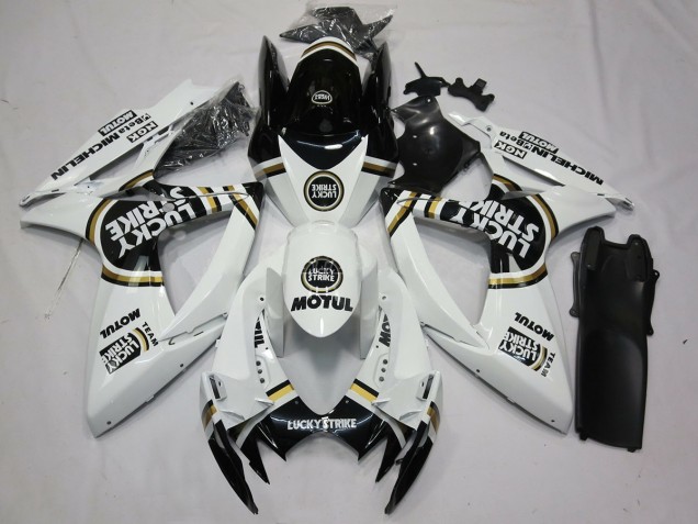 2006-2007 Noir Blanc Lucky Strike Suzuki GSXR 600-750 Carénage Moto