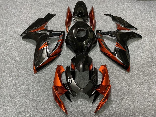 2006-2007 Noir & Orange Brûlé Suzuki GSXR 600-750 Carénage Moto