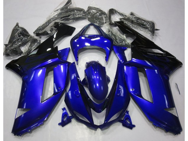 2007-2008 Bleu Brillant & Noir Kawasaki ZX6R Carénage Moto