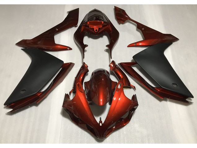 2007-2008 Orange Foncé Brillant & Noir Yamaha R1 Carénage Moto