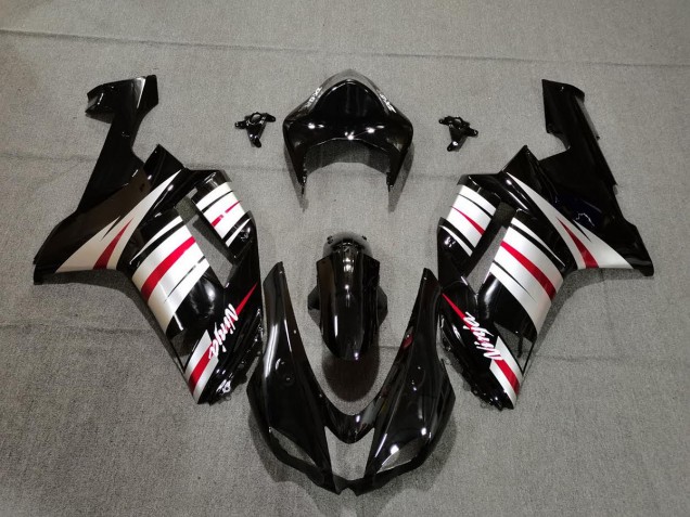 2007-2008 Rouge Argent & Noir Kawasaki ZX6R Carénage Moto