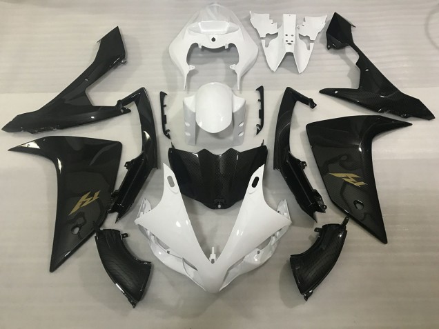 2007-2008 Style Blanc & Fibre De Carbone Yamaha R1 Carénage Moto