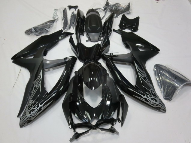 2008-2010 Argent & Noir Suzuki GSXR 600-750 Carénage Moto