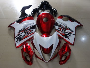 2008-2020 Design Rouge Brillant & Blanc Suzuki GSXR 1300 Carénage Moto