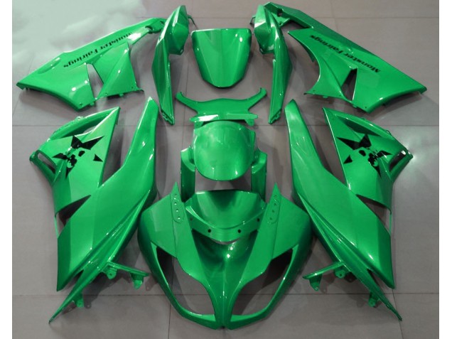 2009-2012 Vert Brillant & Logos Personnalisés Kawasaki ZX6R Carénage Moto