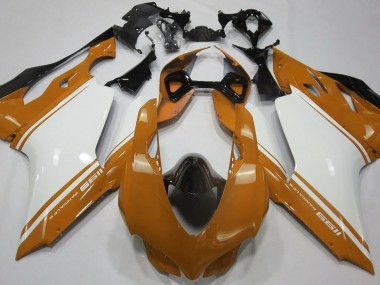 2011-2014 Orange Brillant Blanc & Noir Ducati 1199 Carénage Moto