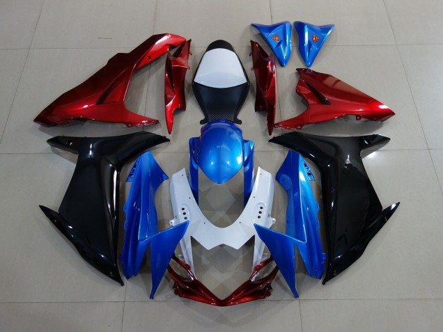 2011-2024 Personnalisé Rouge Noir & Bleu Suzuki GSXR 600-750 Carénage Moto