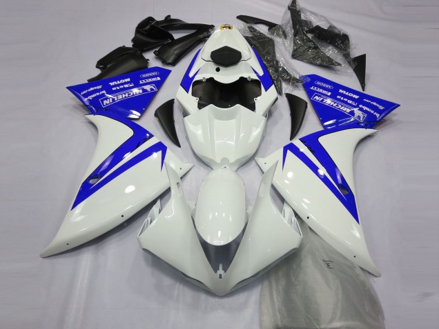 2012-2014 Blanc Brillant & Bleu Yamaha R1 Carénage Moto