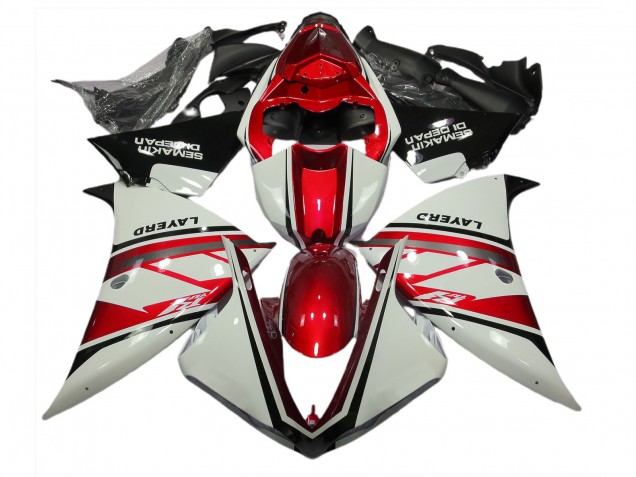 2012-2014 Blanc Brillant & Rouge Yamaha R1 Carénage Moto