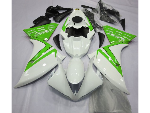 2012-2014 Blanc Brillant & Vert Yamaha R1 Carénage Moto