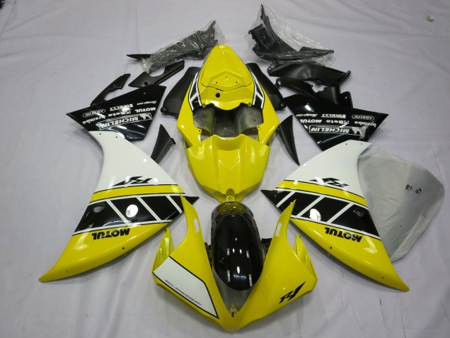 2012-2014 Jaune & Blanc Yamaha R1 Carénage Moto