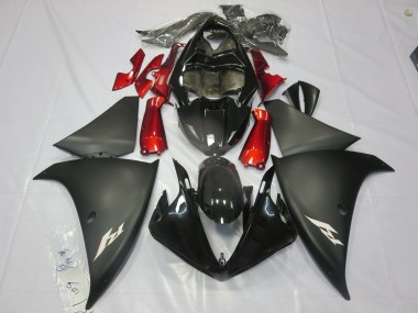 2012-2014 Noir Mat Rouge Yamaha R1 Carénage Moto