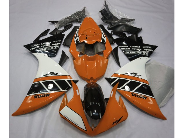 2012-2014 Orange Brillant Blanc & Noir Yamaha R1 Carénage Moto