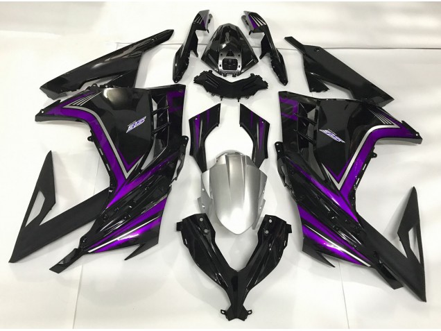 2013-2018 Noir Brillant & Violet Kawasaki Ninja 300 Carénage Moto