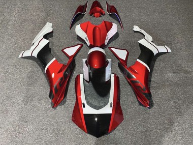 2015-2019 Accents Rouges & Fibre De Carbone Yamaha R1 Carénage Moto