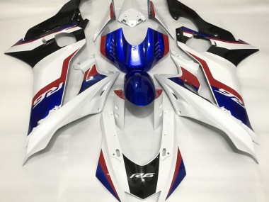 2017-2021 Blanc Brillant & Bleu Profond Yamaha R6 Carénage Moto